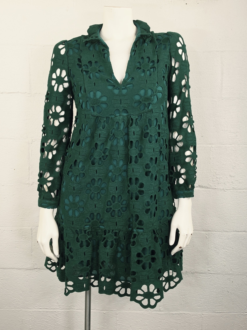 Tuckernuck Palmerston Green Eyelet Cutout Mini Dress